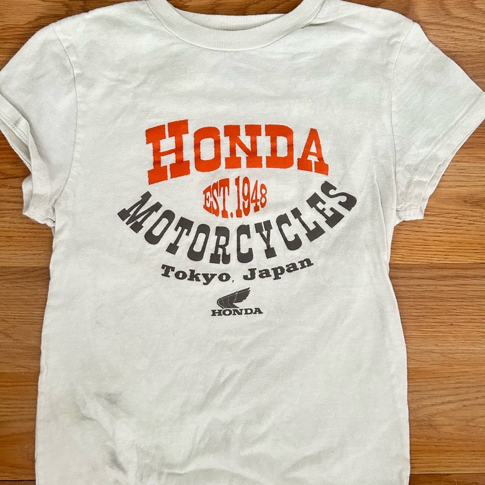 Honda White Short Sleeve Kids Tee with Orange & Gray Logo